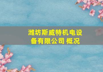 潍坊斯威特机电设备有限公司 概况